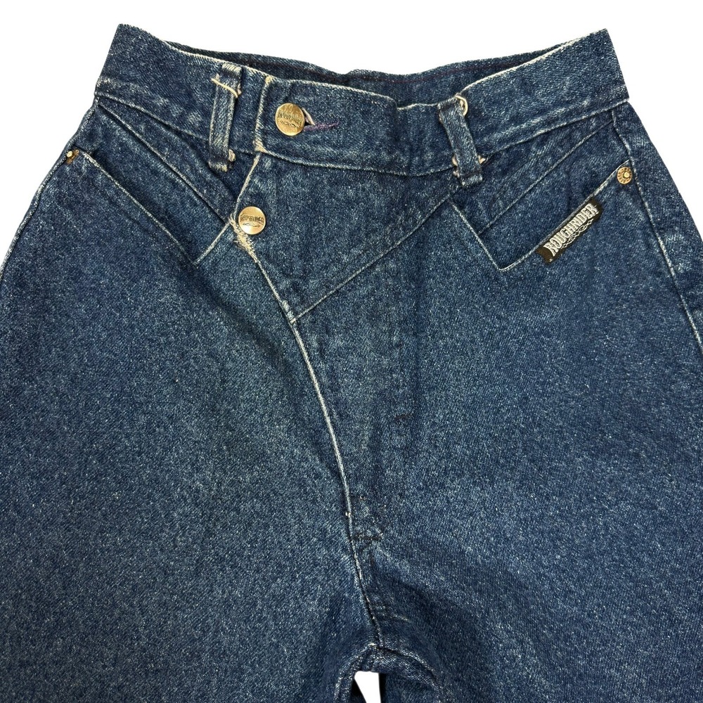 VINTAGE Rough Rider Jeans Womens Size 0‎ Green Mom High Waisted Western USA 90s